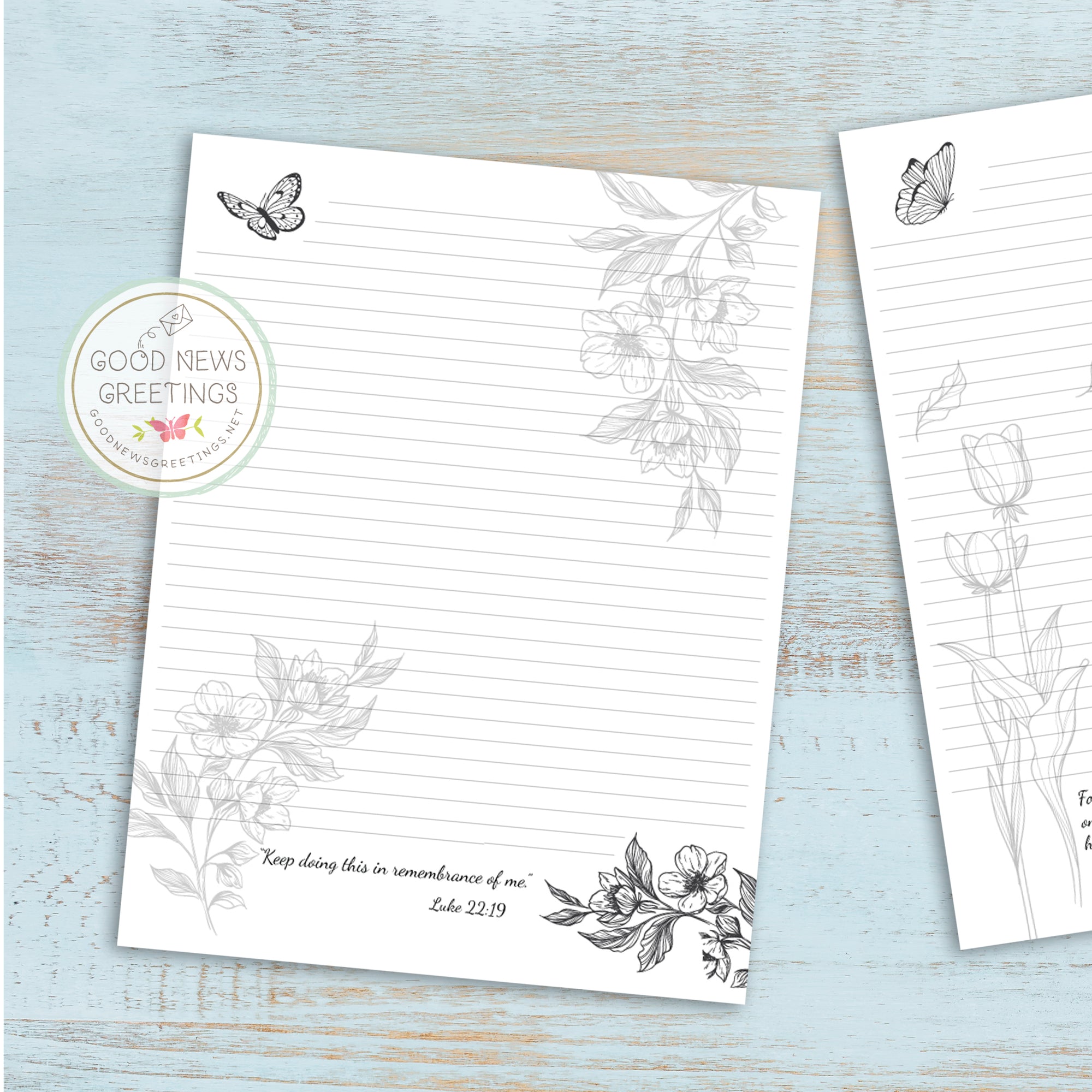 Letter Writing Paper - Digital Download - Memorial Set