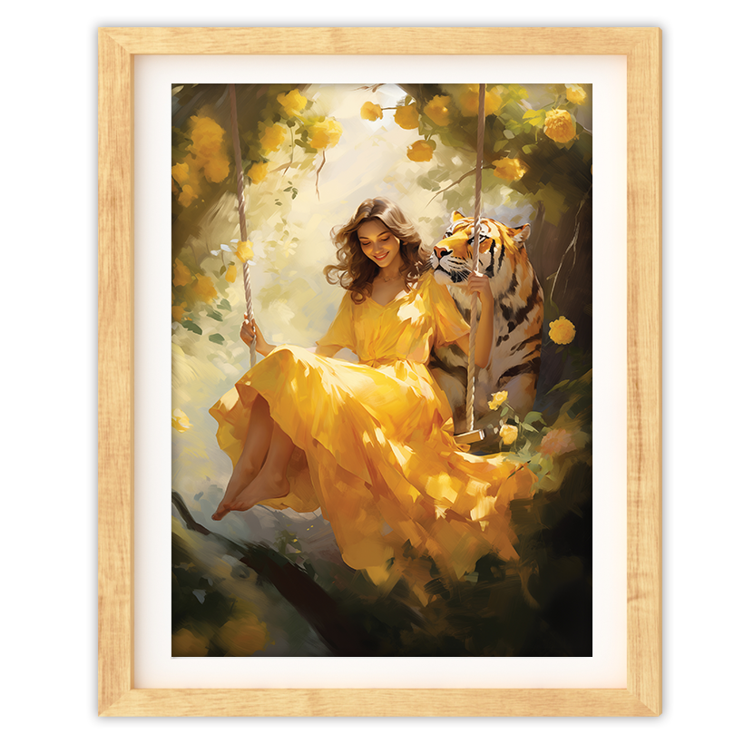 Swinging With Tiger - Art Print