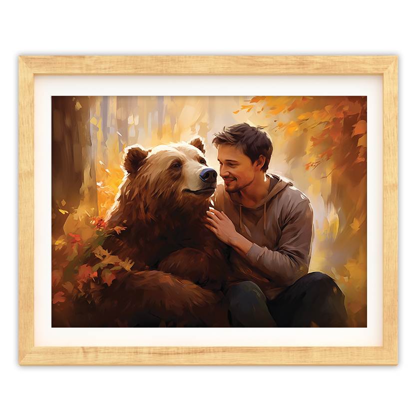 Autumn with Bear - Art Print