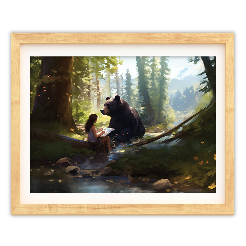 Drawing with Bear - Art Print