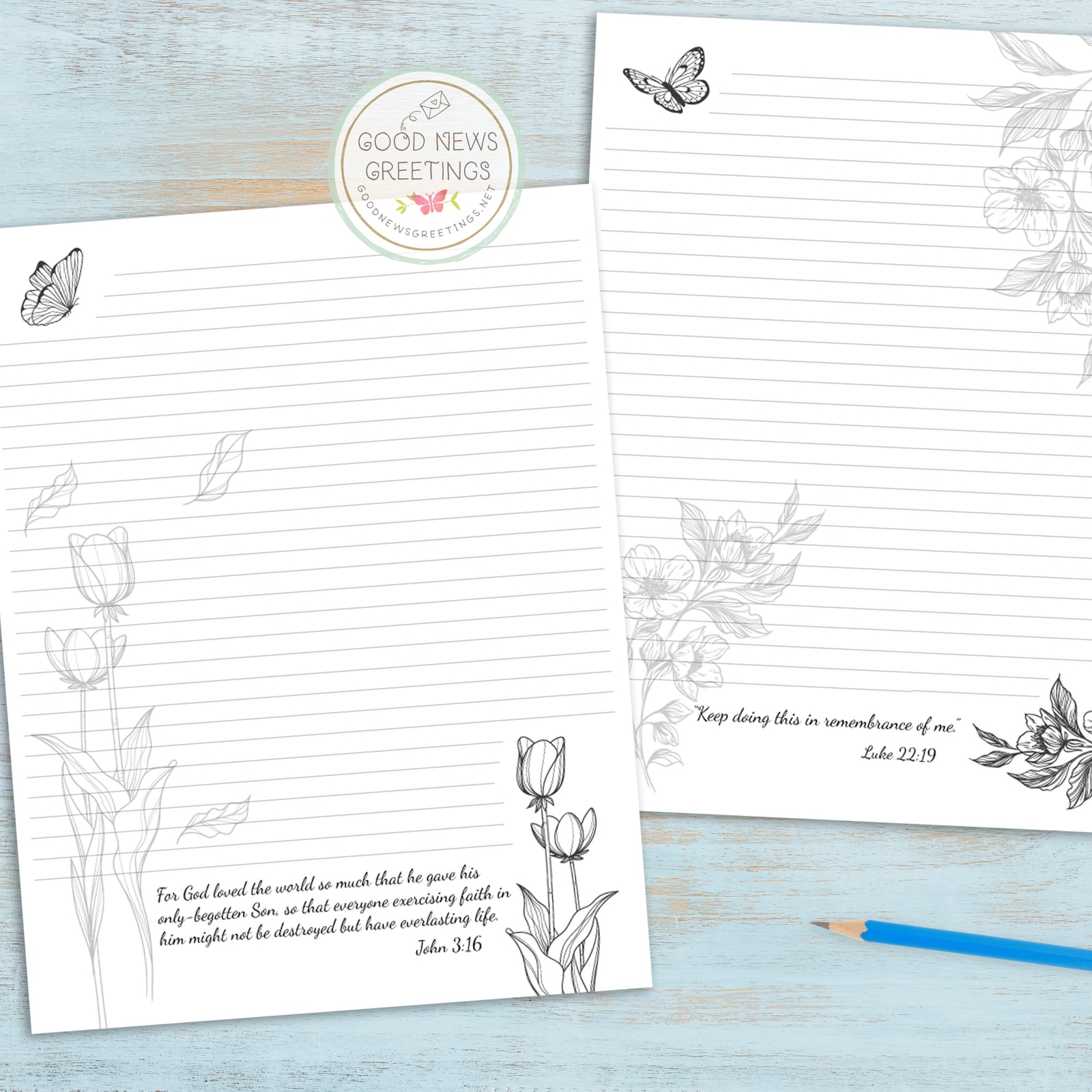 Letter Writing Paper - Digital Download - Memorial Set