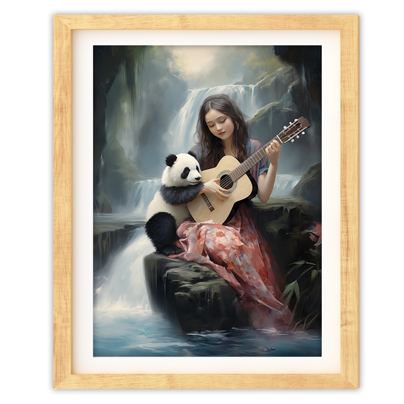 Playing Guitar with Panda - Art Print
