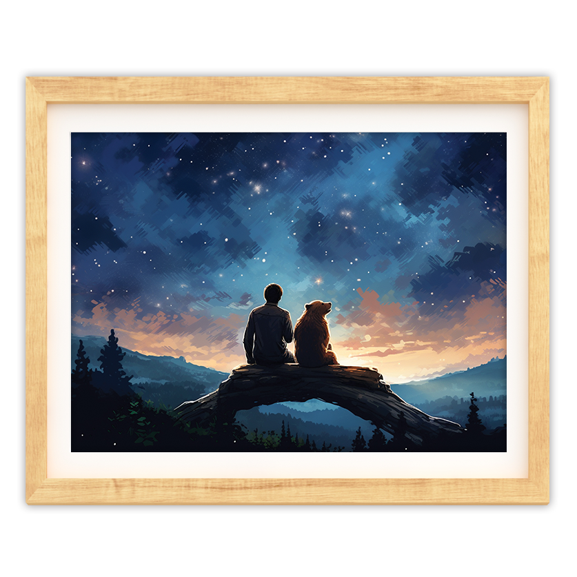 Stargazing With Bear - Art Print