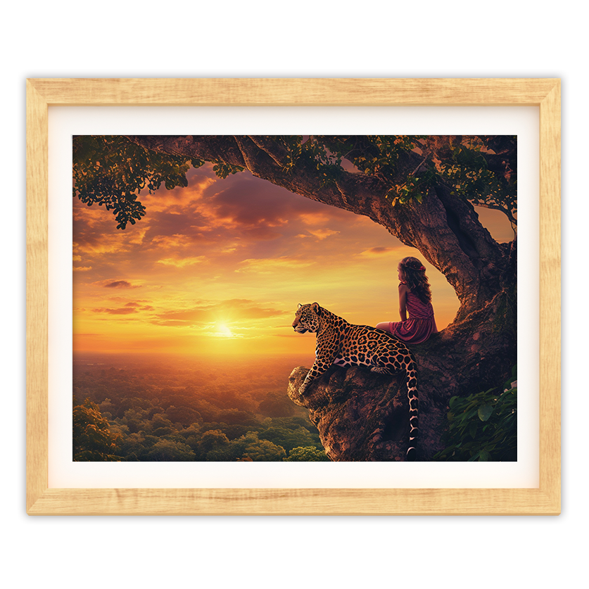 Sunset with Leopard - Art Print