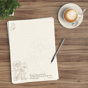 Papel para escribir cartas - Descarga digital - Mariposa pacífica y floral del reino