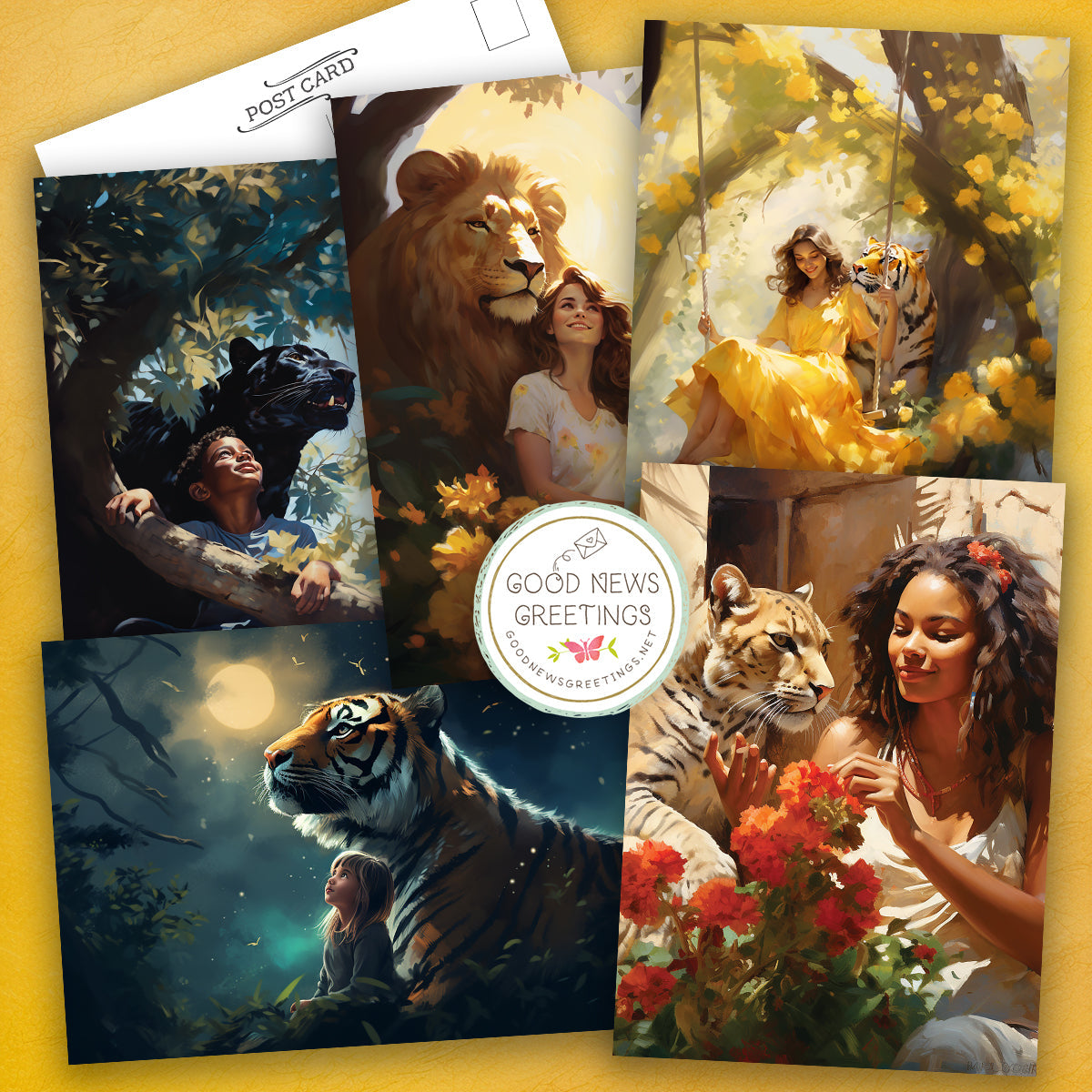 Purrfect Friends Set 1 - Paradise Postcard (pack of ten)